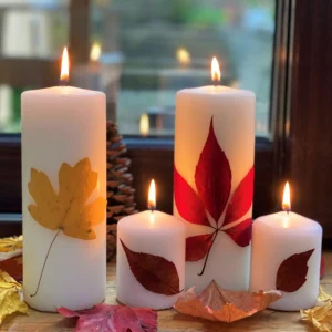 Make pressed leaf candles