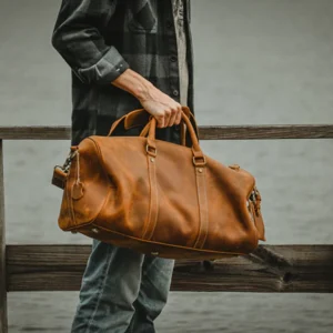 Leather Weekender Duffle Bag